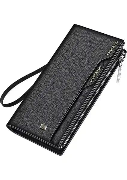 Laorentou Hakiki İtalyan Deri Uzun Erkek Clutch Cüzdanı Şıklık ve Fonksiyonellik Sunar