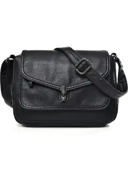 Love Home Kadın Yumuşak Deri Siyah Çanta Günlük Kullanım İçin Modern ve Şık Tasarım