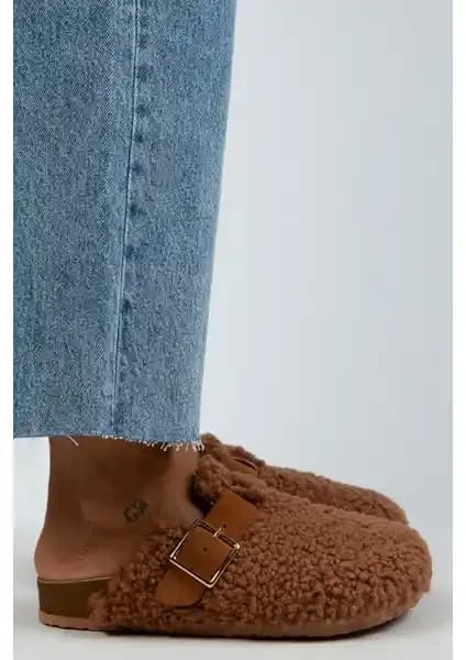 Manijero Suzen Kadın Kürklü Hakiki Deri Taba Terlik: Şıklık ve Konforun Buluşması