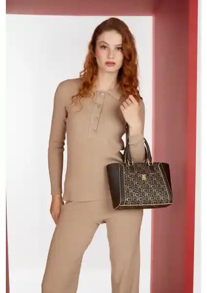 Pierre Cardin Kadın Tramlı Alfabe Kahve Kol Çantası Şıklık ve Fonksiyonelliğin Birleşimi