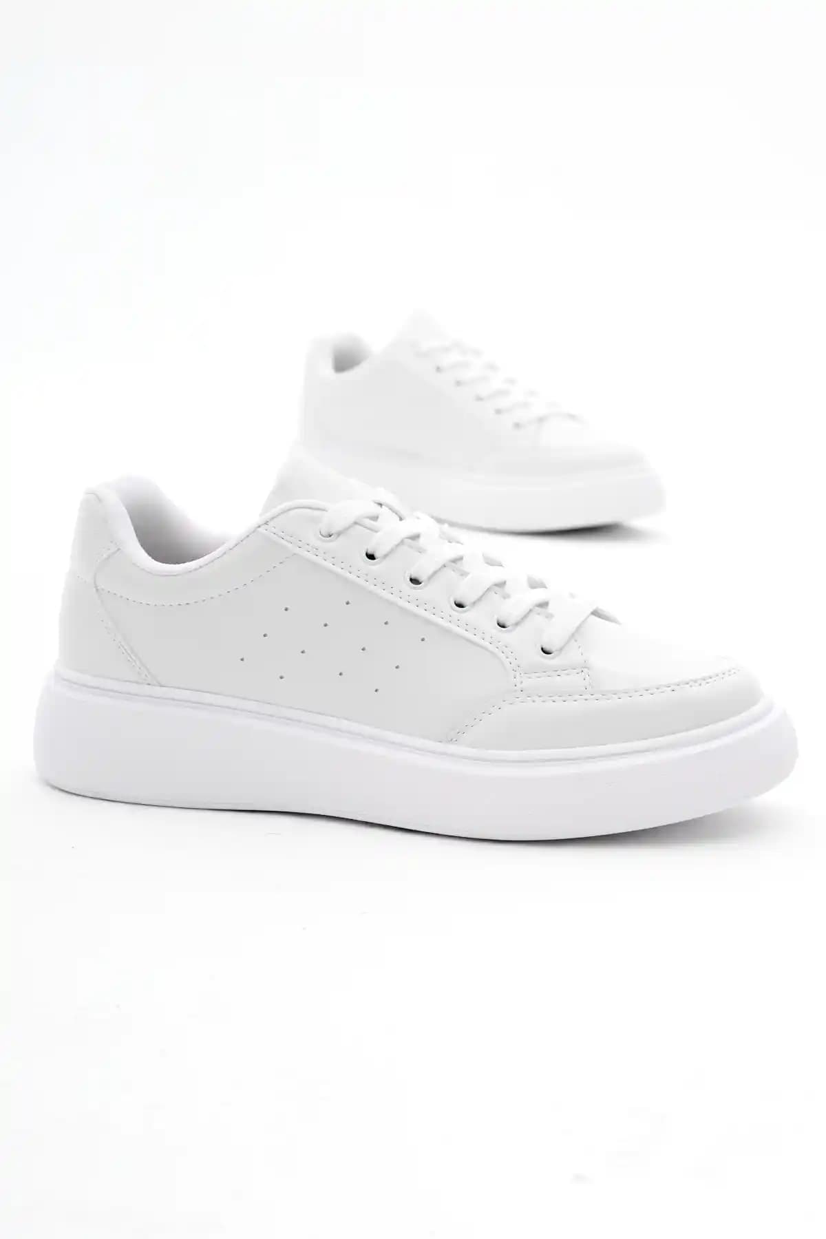 Tonny Black Kadın Beyaz Poli Taban Bağcıklı Spor Ayakkabı Günlük ve Şık Kullanım İçin