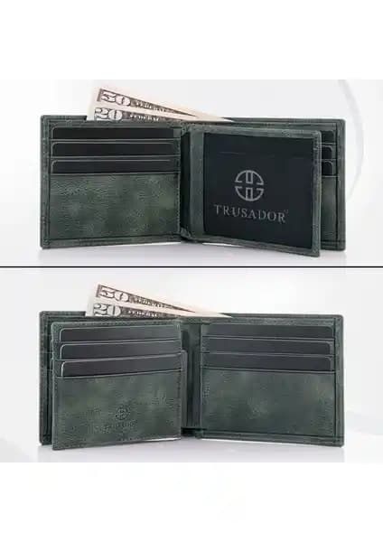 Trusador Savona Klasik Yeşil Hakiki Deri Erkek Cüzdanı Günlük Şıklık ve Güvenlik İçin İdeal
