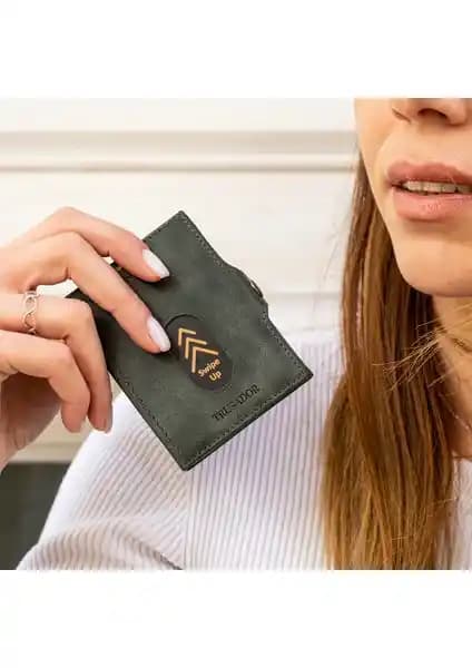 Trusador Valencia Yeşil Hakiki Deri RFID Korumalı Mini Unisex Cüzdan Özellikleri ve Kullanım Avantajları