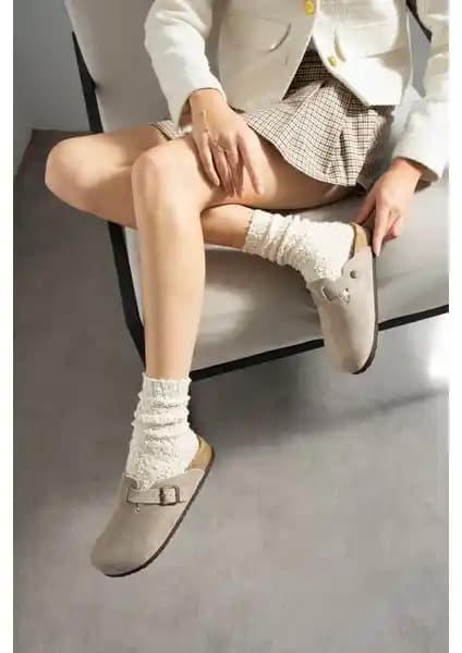 Uniqueqoop Oslo Süet Mantar Taban Anatomik Kadın Terlikleri Şıklık ve Konfor Bir Arada