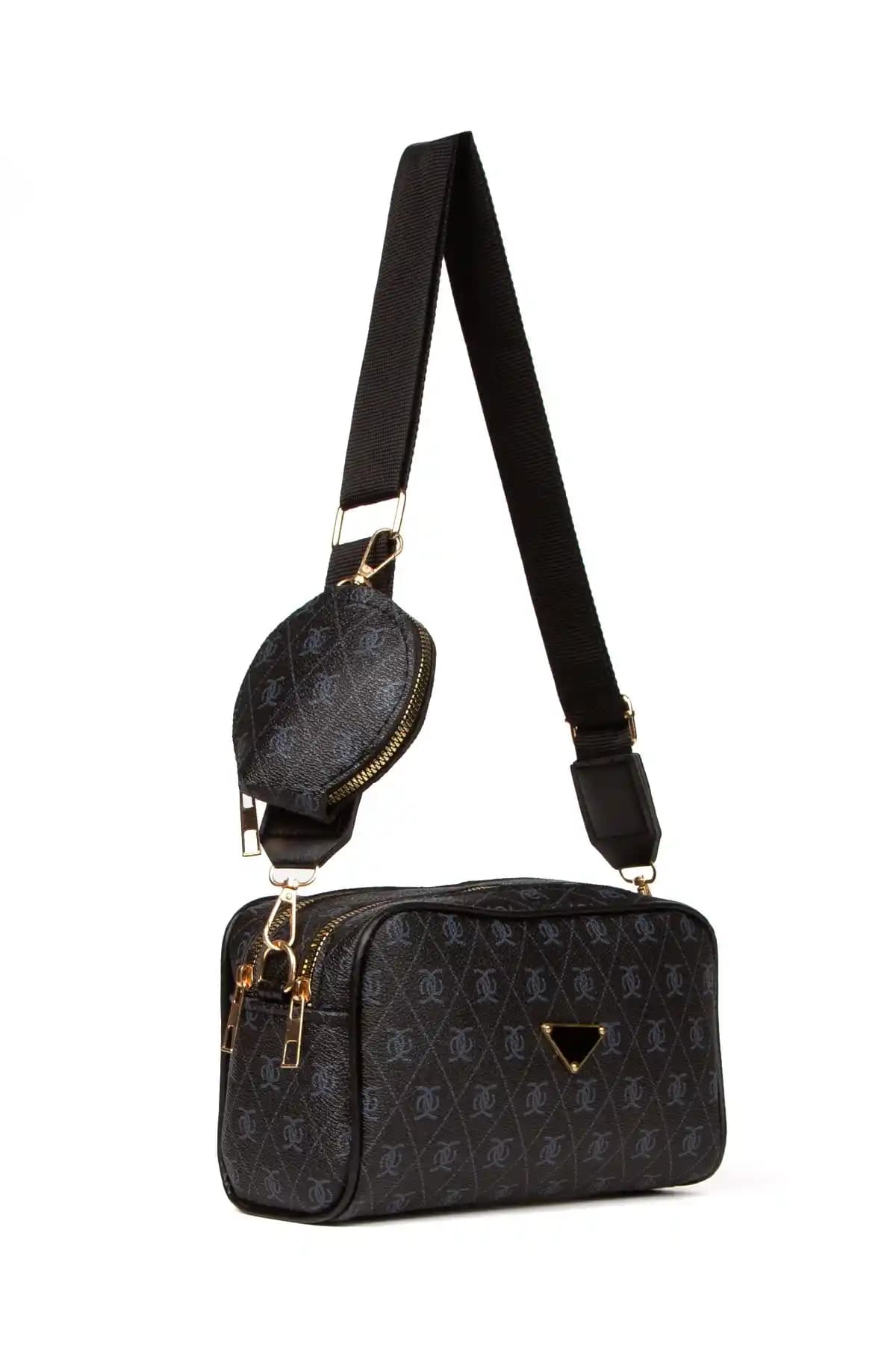 Adelina Bags Kadın Desenli Siyah Omuz Çantası: Modern ve Şık Tasarım ile Günlük Kullanım İçin Uygun