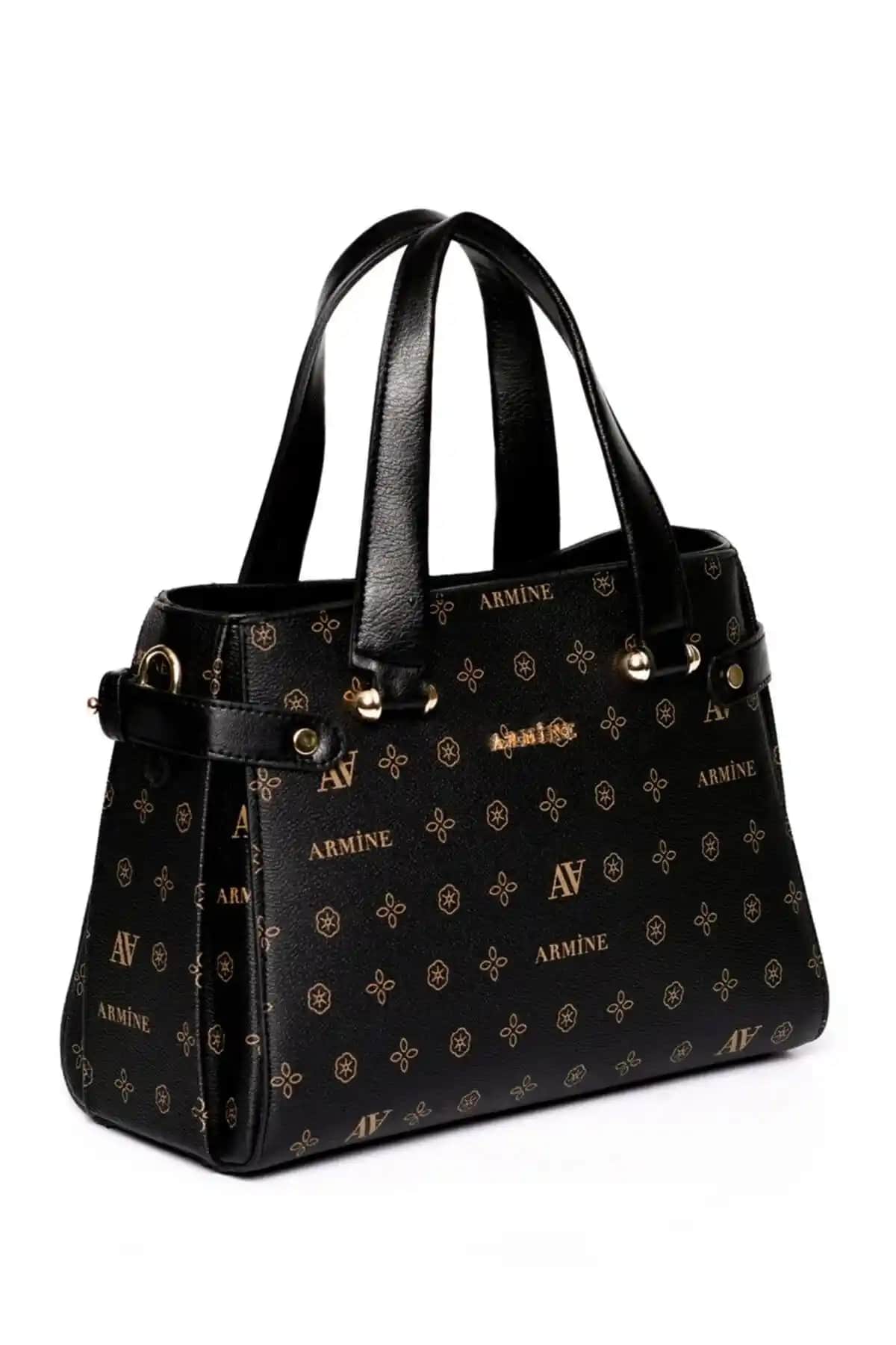 Armine Kadın Omuz Çantası Siyah Baskılı Günlük Kullanım İçin Uygun
