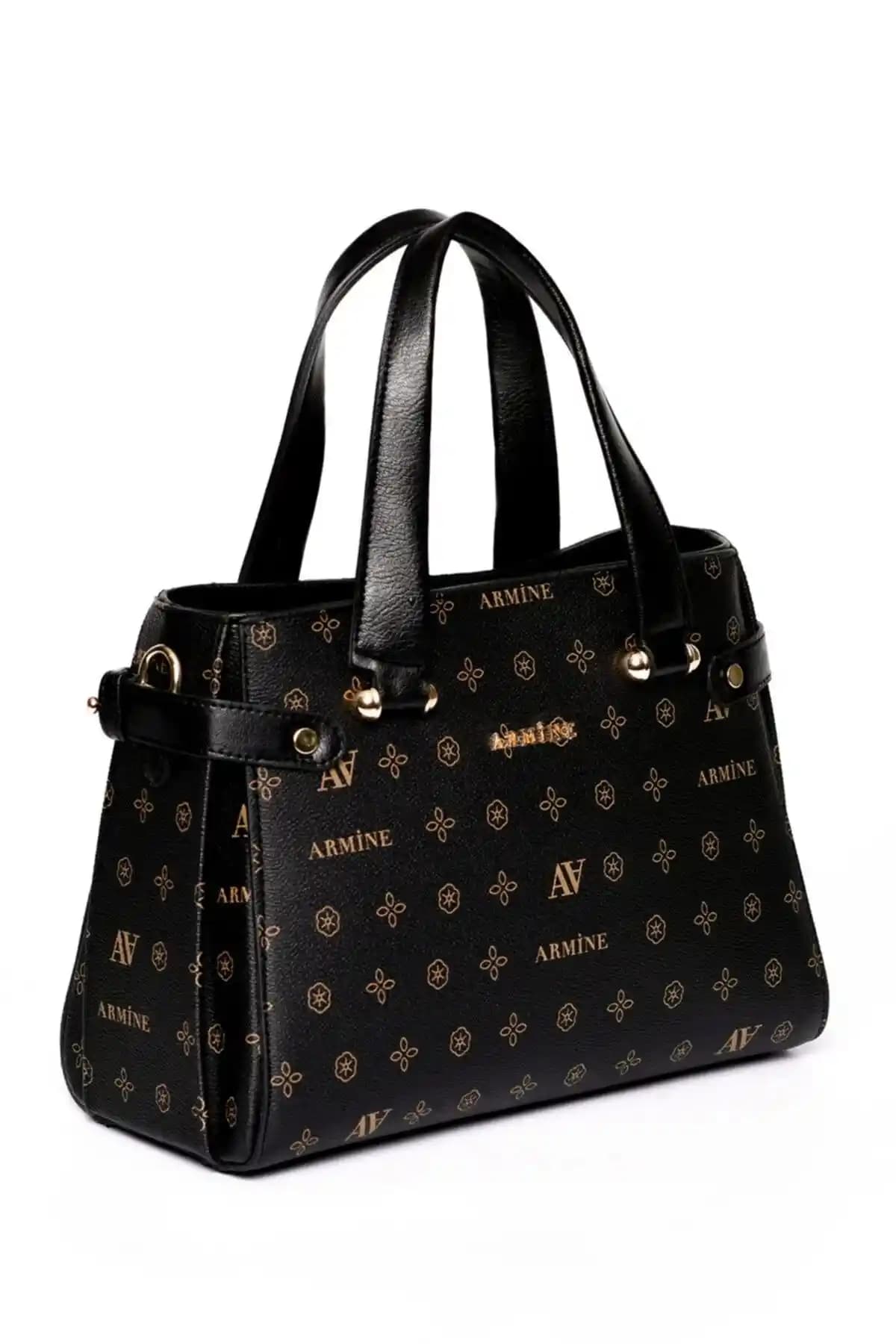 Armine Kadın Omuz Çantası Siyah Baskılı Günlük Kullanım İçin Uygun