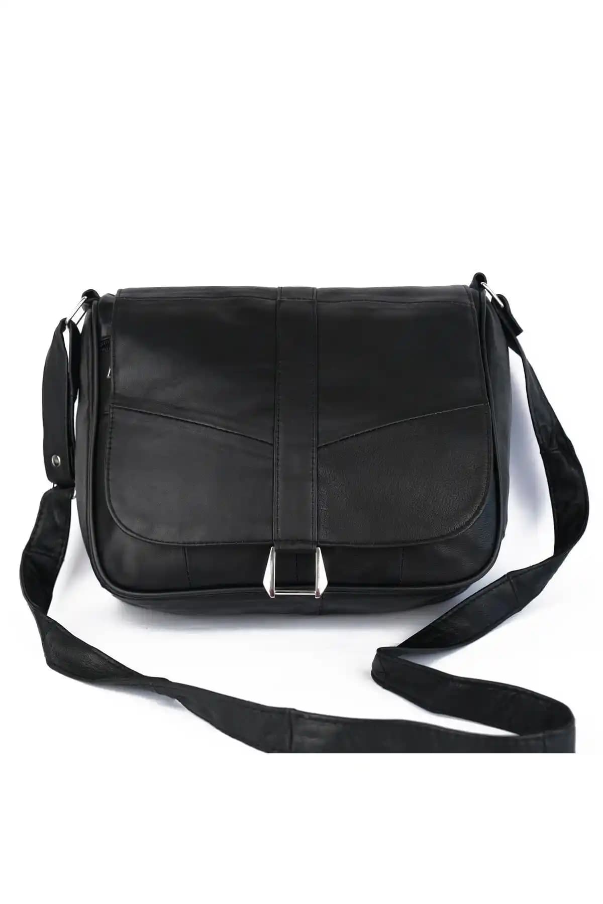 Atter Hakiki Deri Siyah Tokalı Çanta Günlük Kullanım İçin Şık ve Dayanıklı Tasarım