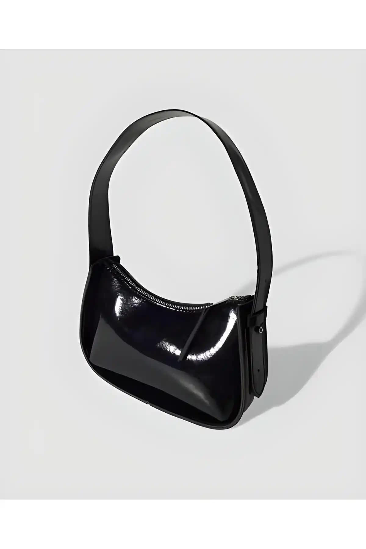 Bag&More Siyah Rugan El ve Omuz Çantası Günlük Kullanım İçin Modern ve Ekonomik Tasarım