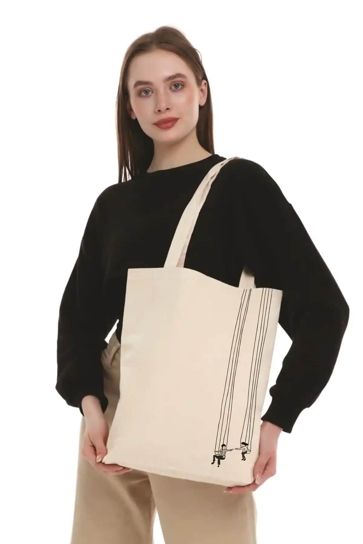 Çınar Bez Çanta Kanvas Salıncak Baskılı Modern ve Dayanıklı Günlük Kullanım Çantası