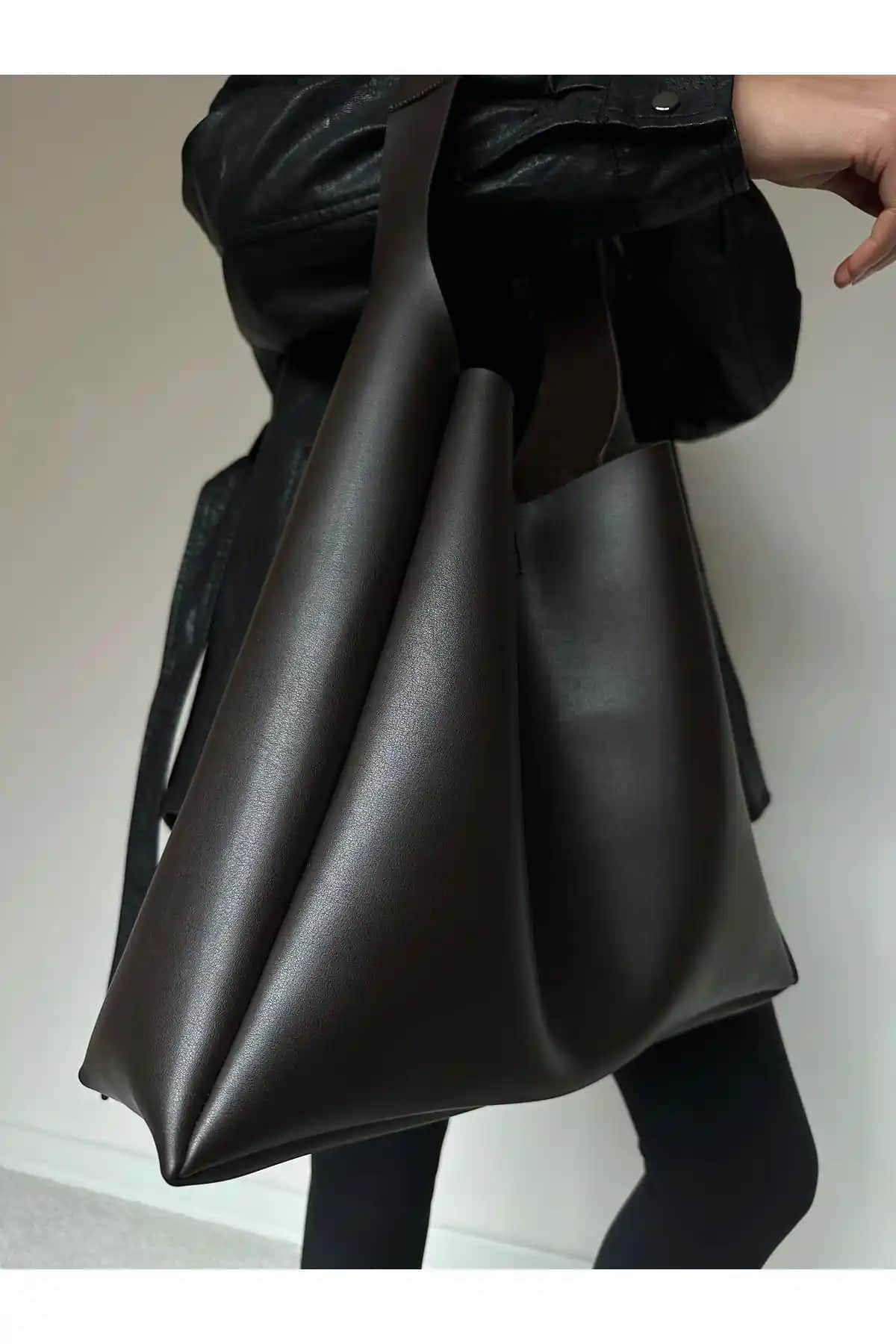 Coaksco Kadın Shopper Çanta Acı Kahverengi Şık ve Dayanıklı Modern Tasarım