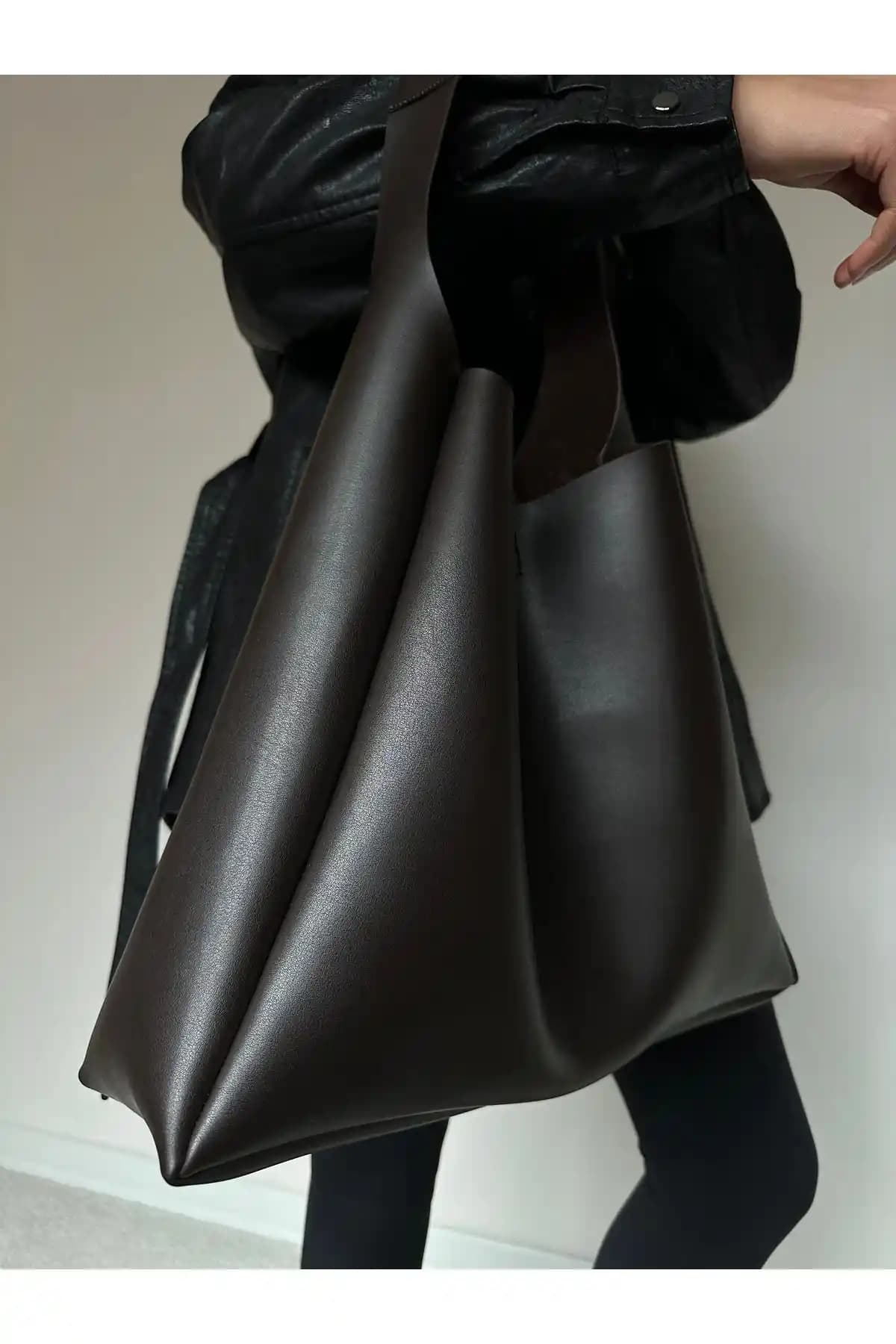 Coaksco Kadın Shopper Çanta Acı Kahverengi Şık ve Dayanıklı Modern Tasarım