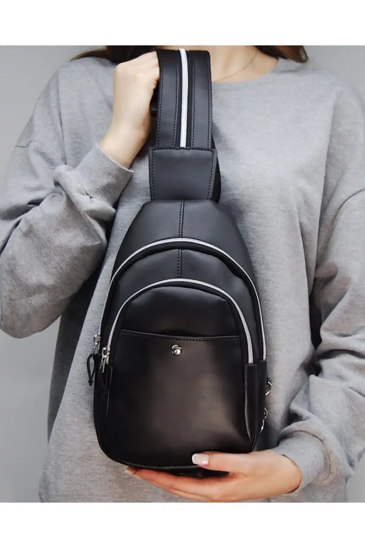 D'VERS Modawest Siyah Kadın Sırt ve Omuz Çantası Günlük Şıklık ve İşlevsellik Sunar