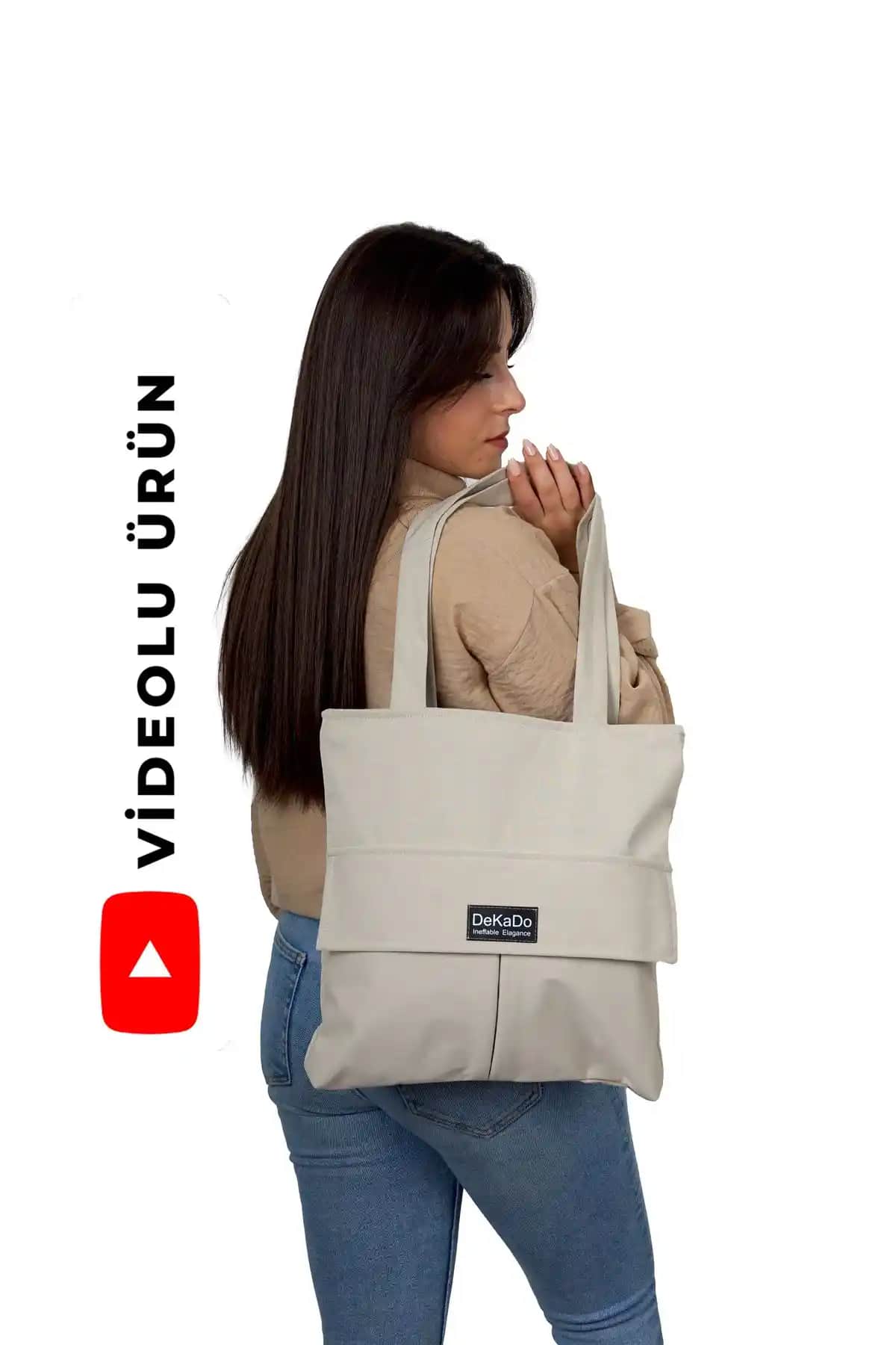 Dekado Kadın Bej Fermuarlı El ve Omuz Çantası Günlük Kullanım için Şık ve Dayanıklı