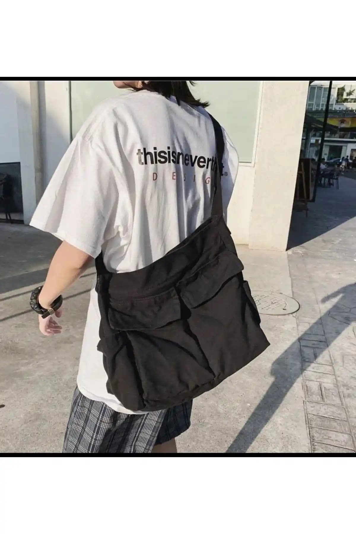 Gofeel Harajuku Vintage Postacı Çantası: Şık, Dayanıklı ve Geniş İç Hacimli Unisex Tasarım