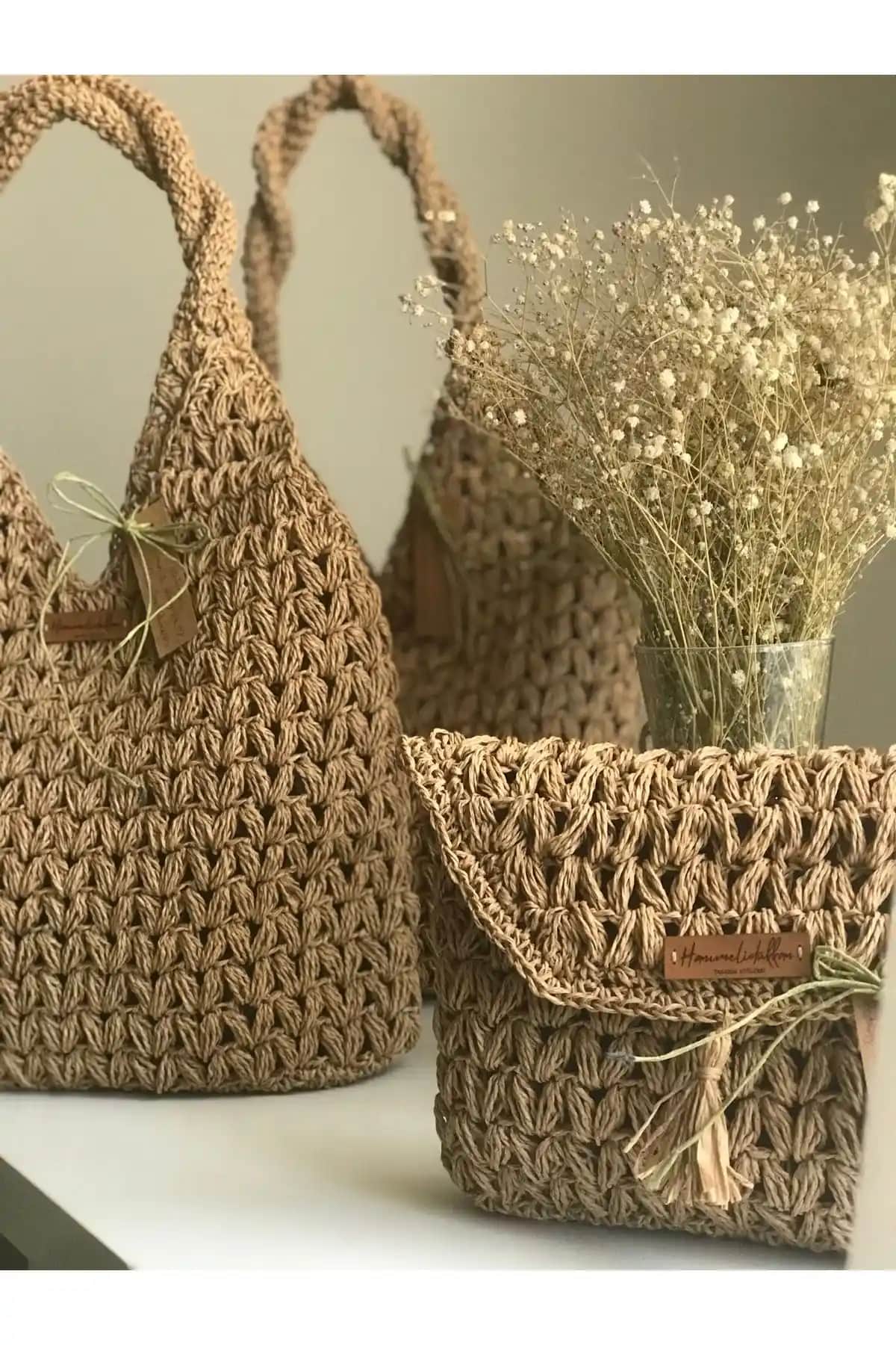 Hasır Orta Boy El Örgüsü Çanta Haki Renk Modern ve Dayanıklı Tasarım