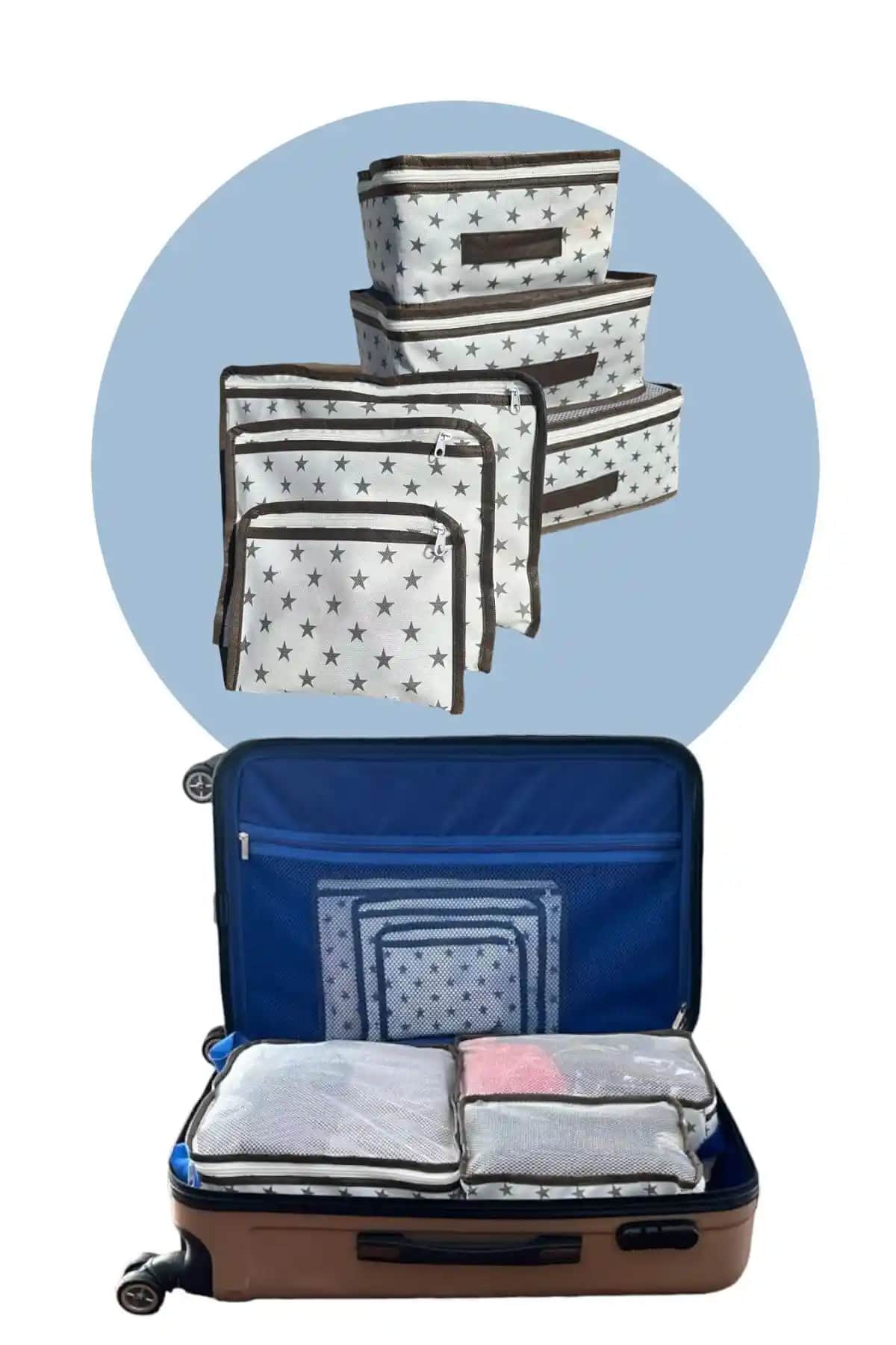 Helen's Home 6'lı Valiz Seyahat Seti Pratik ve Şık Düzenleyici Çanta Koleksiyonu