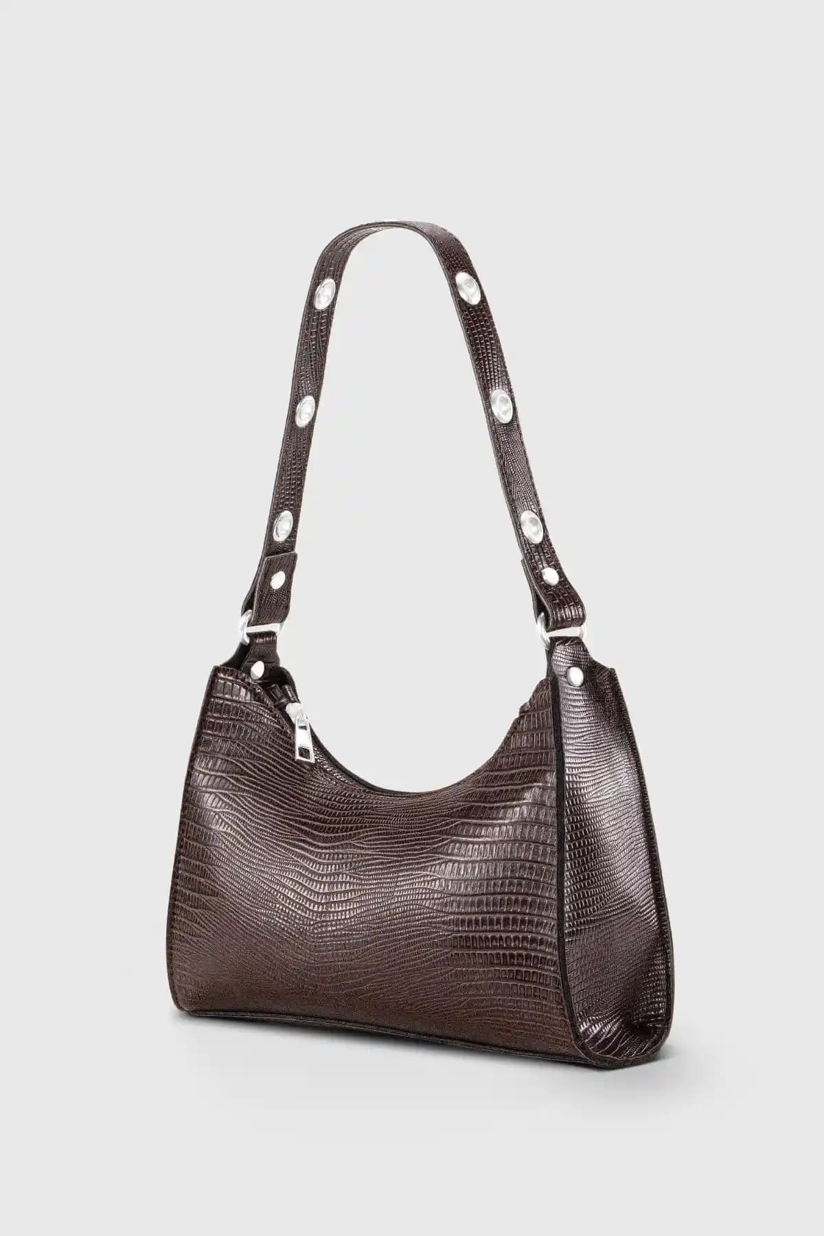 Housebags STD Kadın Kahverengi Baguette Çanta Günlük Kullanım İçin Şık ve Dayanıklı Tasarım