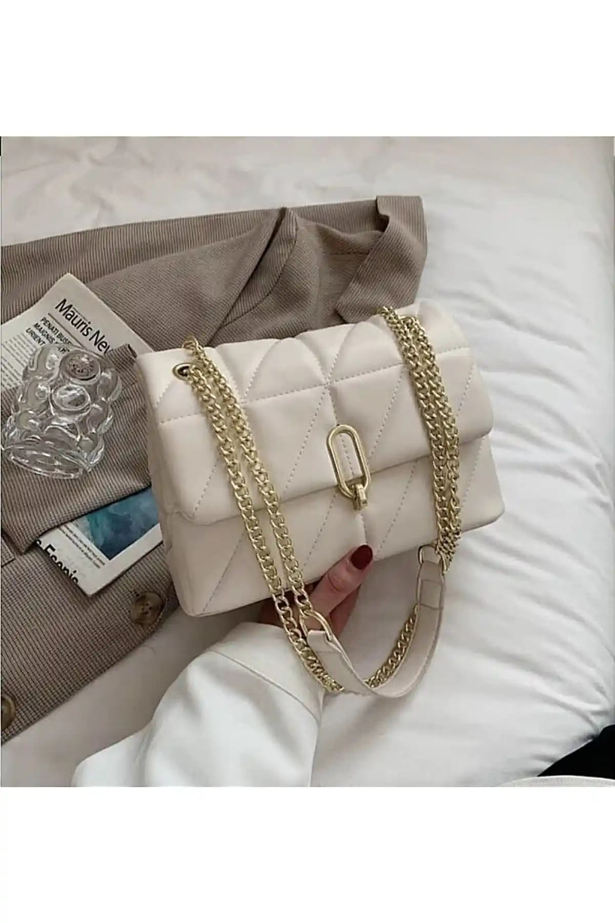 MAC&MOS Kadın Krem Omuz Çantası: Şık ve Fonksiyonel Günlük Kullanım İçin