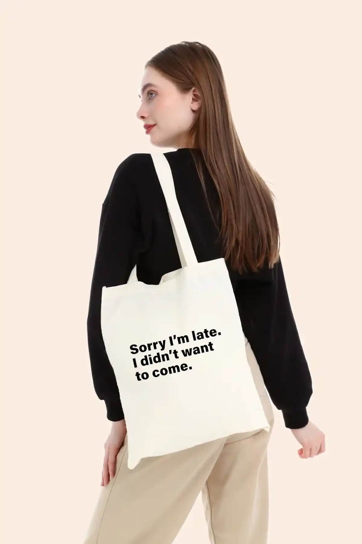 MiniPera Sorry I'm Late Ham Bez Omuz Çantası Sürdürülebilir ve Şık Tasarım
