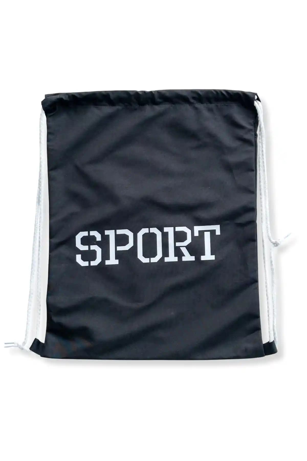 Muray Tesktil Unisex Siyah Baskılı Spor Çanta Günlük ve Spor Kullanımı İçin Ideal
