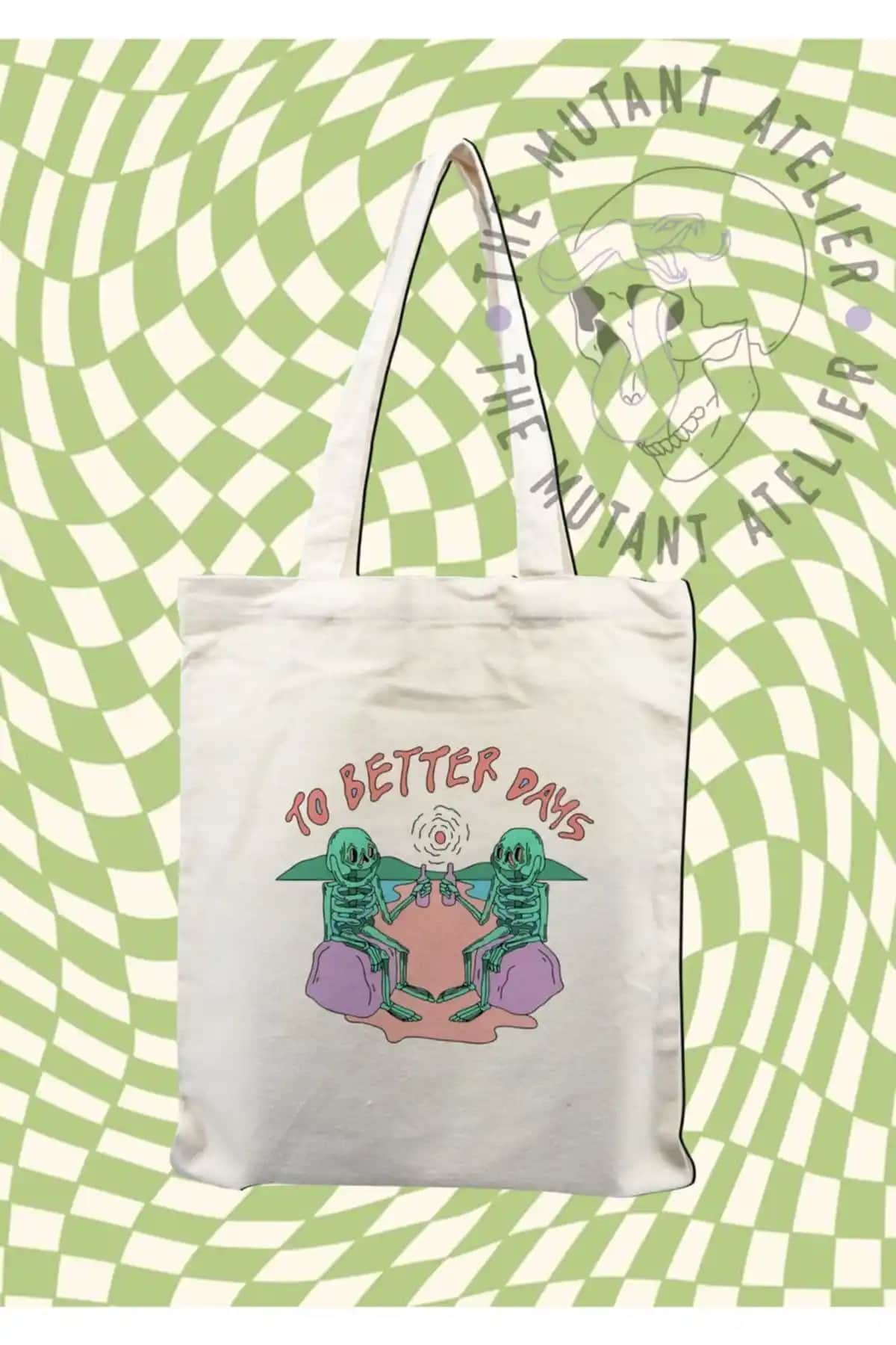 Mutant Atelier To Better Baskılı Ham Bez Çanta: Organik ve Şık Günlük Kullanım Çözümü