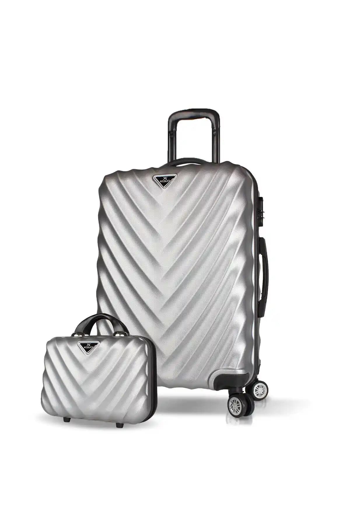 My Valice Lotus Abs Orta ve Makyaj Boy Gri 2'li Valiz Seti: Şık ve Dayanıklı Seyahat Çözümü
