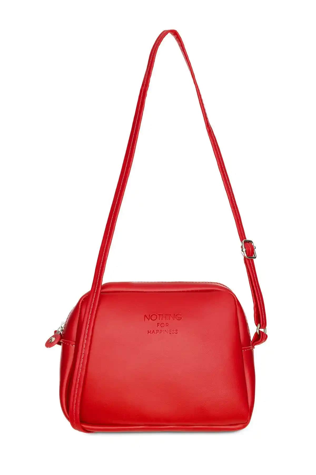 Nothing Kadın Mini Urban Çapraz Askılı Fermuarlı Vegan Deri Çanta Günlük Kullanım