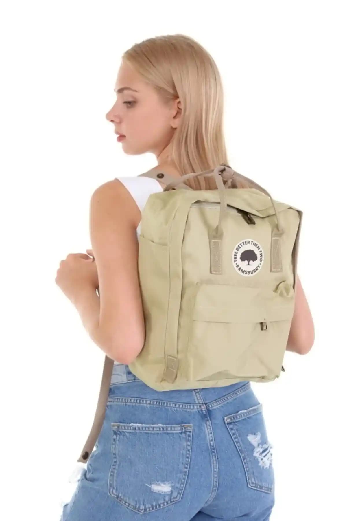 Ramsburry Unisex Krem Renk Okul Çantası: Şık ve Dayanıklı Günlük Kullanım İçin