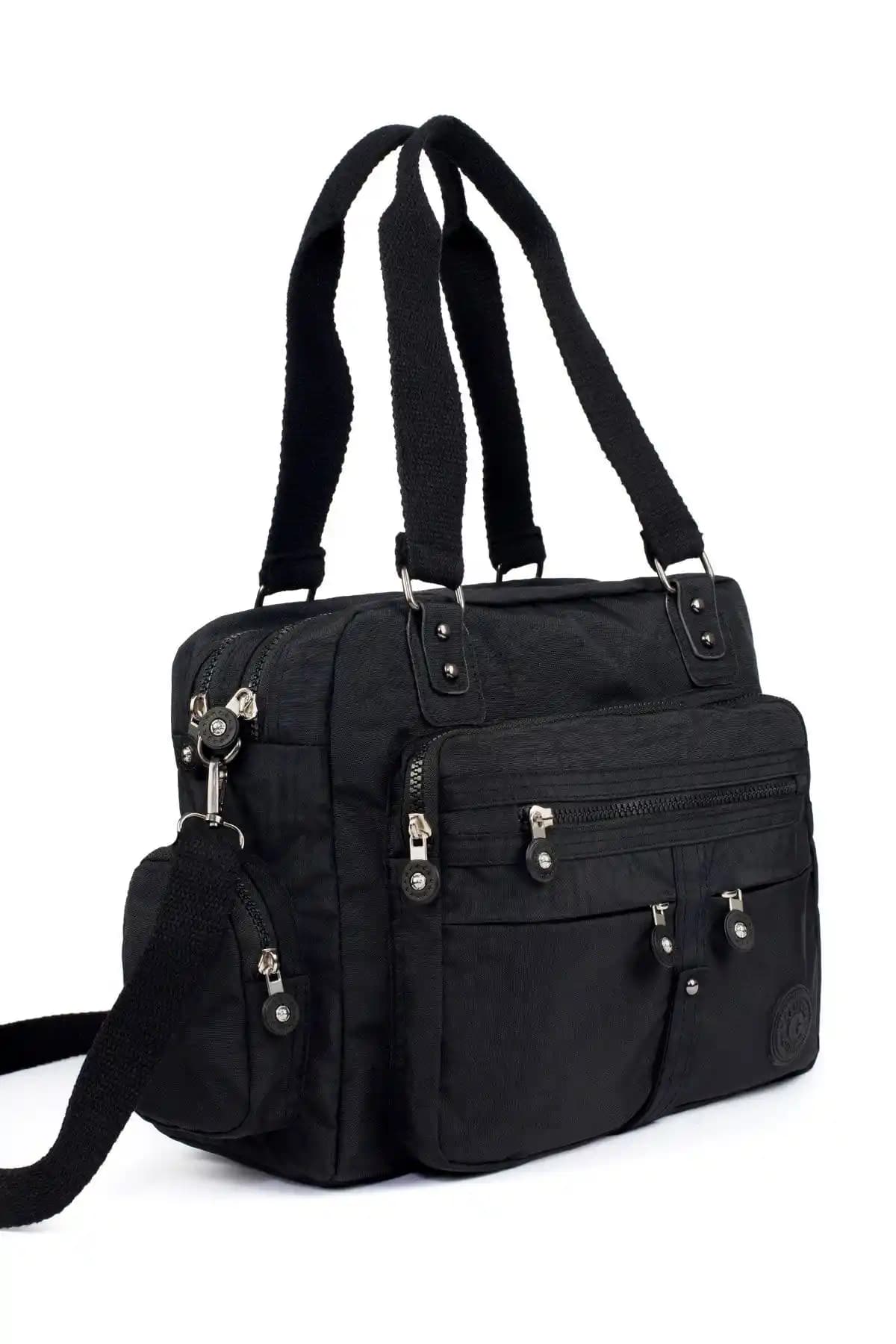 Samilon Kadın Siyah Krinkıl Çok Gözlü Omuz Çantası: Şıklık ve Fonksiyonellik Bir Arada