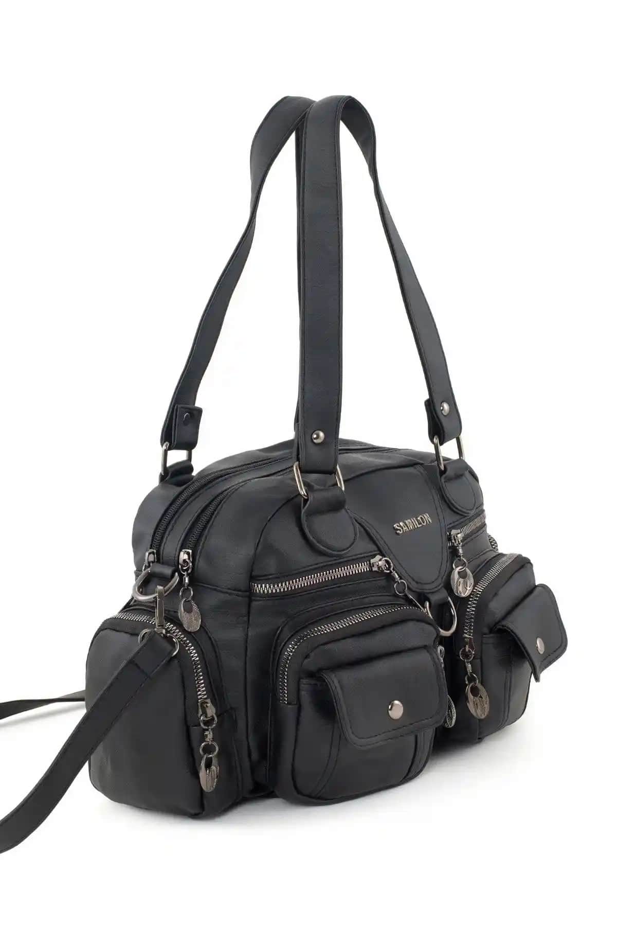 Samilon Kadın Siyah Yıkama Deri Çok Gözlü Omuz ve Kol Çantası Özellikleri ve Kullanım Avantajları