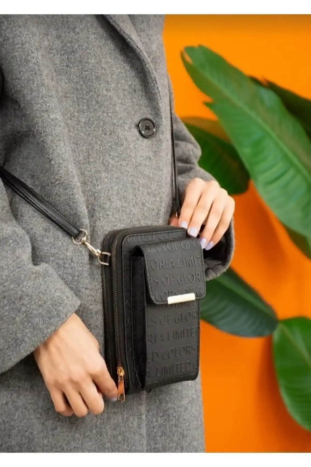 Selma Demir Castel Kadın Siyah Çapraz Askılı Telefon Bölmeli Cüzdan Çanta İnceleme