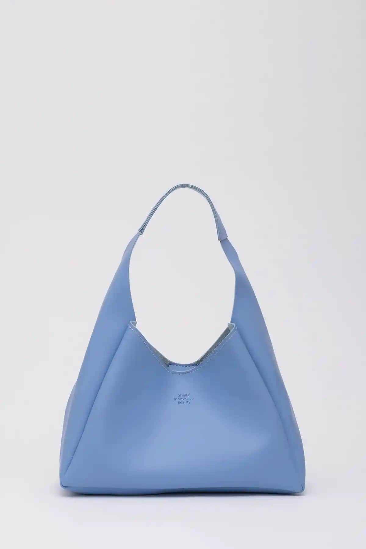Shaka Mavi Shk19 Çıtçıt Kapamalı Suni Deri Fermuarlı Makaj Çantası Günlük Kullanım İçin