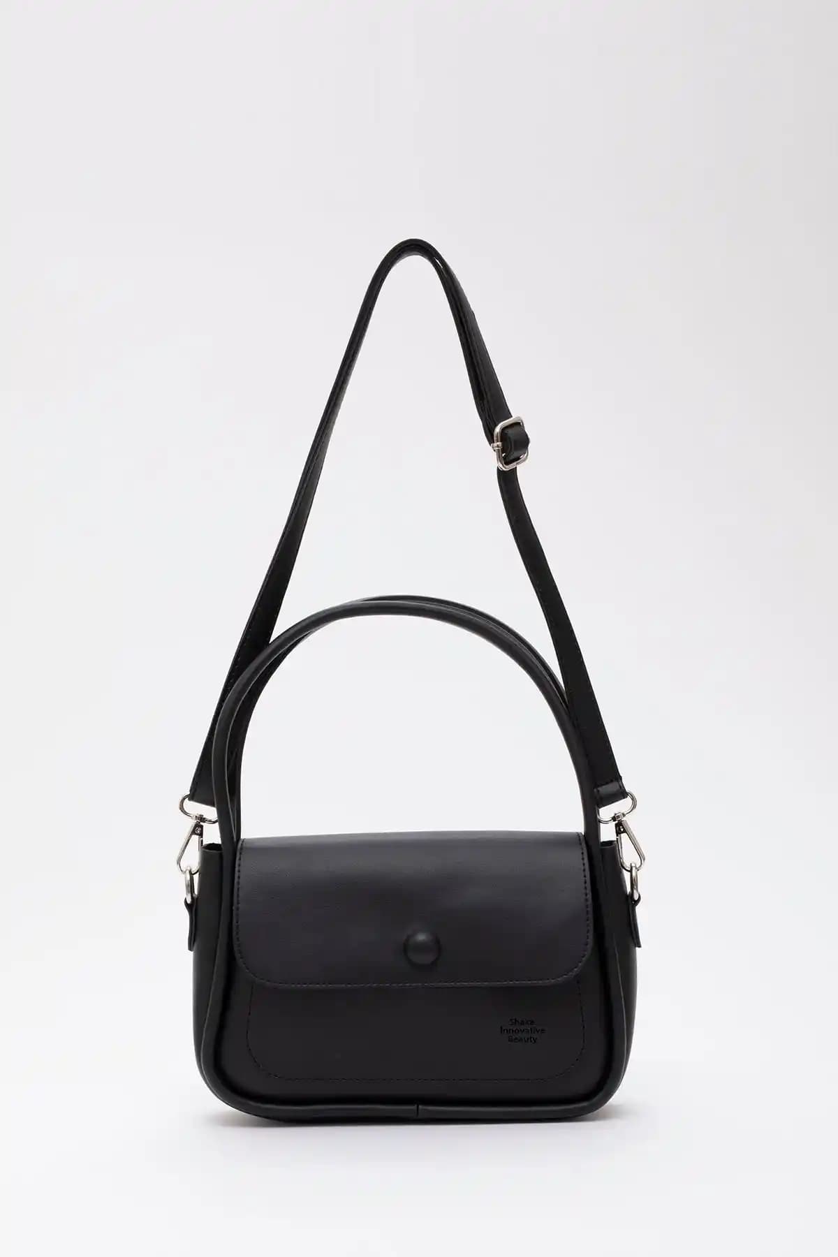 Shaka Siyah Shk97 Suni Deri Ön Cep Detaylı Çanta Günlük Kullanım İçin Uygun