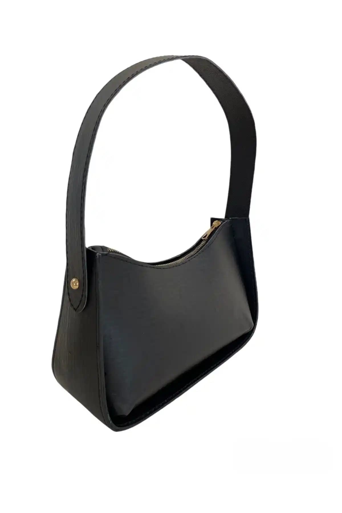 Viel Store Kadın Kroko Desenli Siyah Baget Çanta Günlük ve Şık Kullanım İçin Uygun