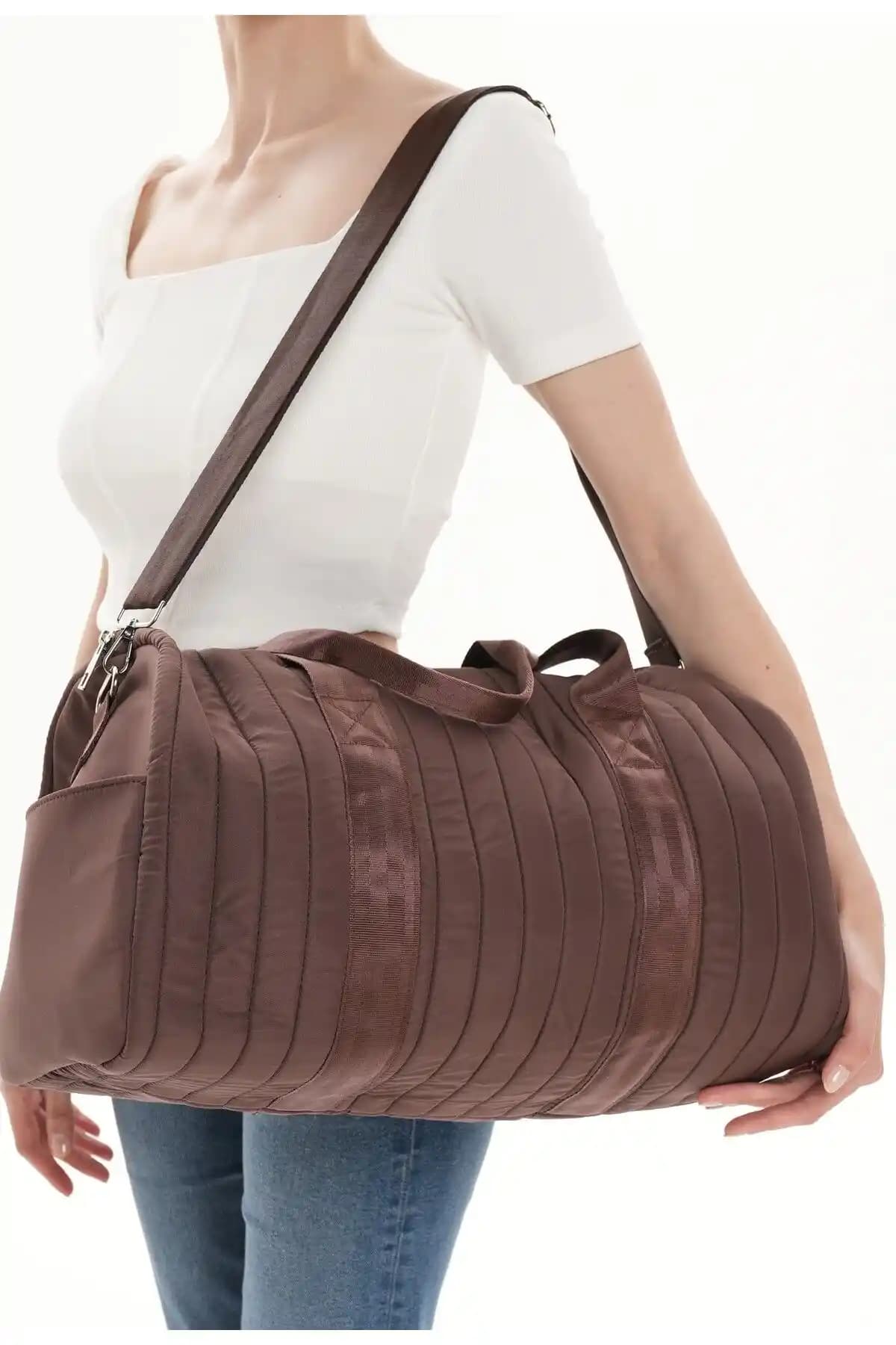 WITH-W Unisex Kapitoneli Uzun Askılı Spor ve Seyahat Çantası Şık ve Dayanıklı Tasarım