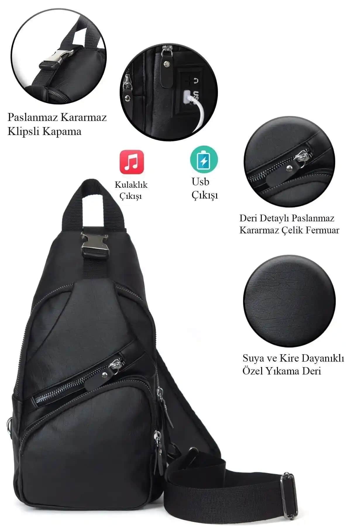 Yeni Yıkama Deri USB Girişli Çapraz Çanta: Şıklık ve İşlevselliğin Birleşimi