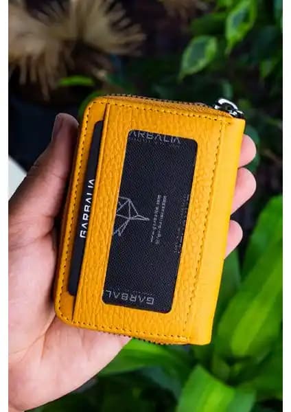 Garbalia Clovis Deri Fermuar Kilitli Akordiyon Kartlık Şık ve Dayanıklı Tasarım