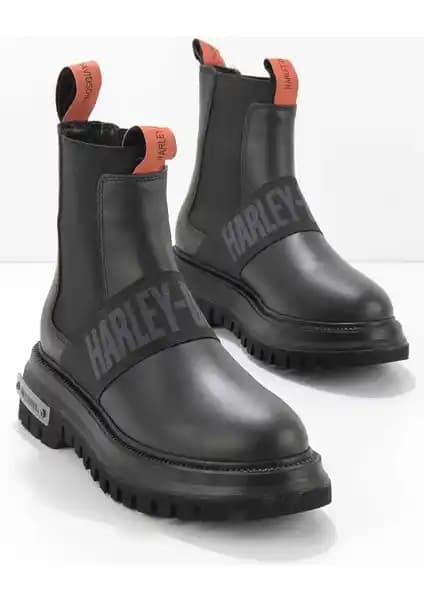 Harley Davidson NEFUD Siyah Deri Kadın Bot Postal Ayakkabı: Şıklık ve Konforun Buluşması