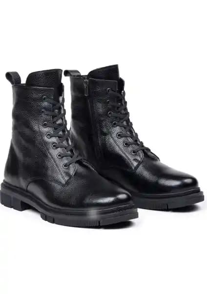 Selin Soylu Erkek Deri Kürklü Fermuarlı Bot Günlük ve Kış Kullanımı İçin Şık ve Dayanıklı