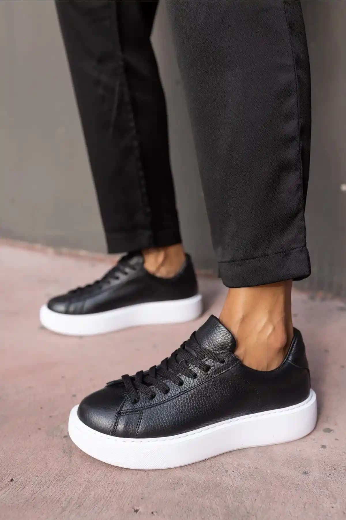 Angelina Jones Angelo Kadın Siyah Gerçek Deri Sneakers Şıklık ve Konfor Bir Arada