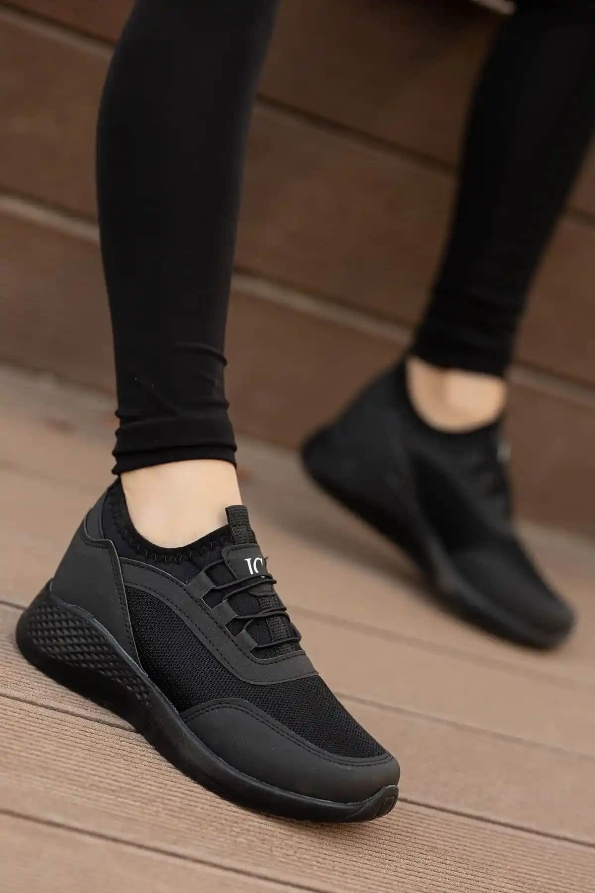 Bouïs Kadın Siyah Casual Sneaker Yumuşak Taban ve File Detaylı Şık Tasarım