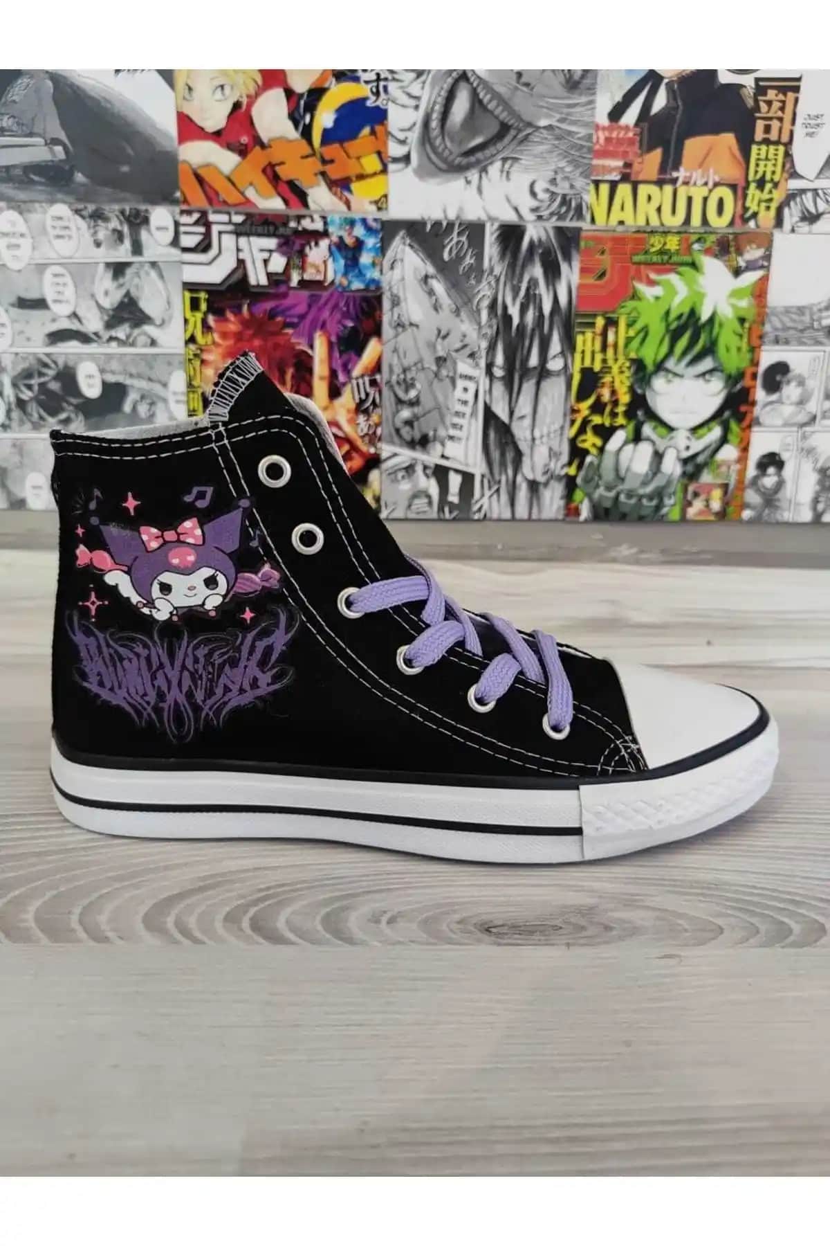 MECH BUTİK Kuromi Baskılı Siyah Spor Ayakkabılar Modern Tasarım ve Konfor Sunar