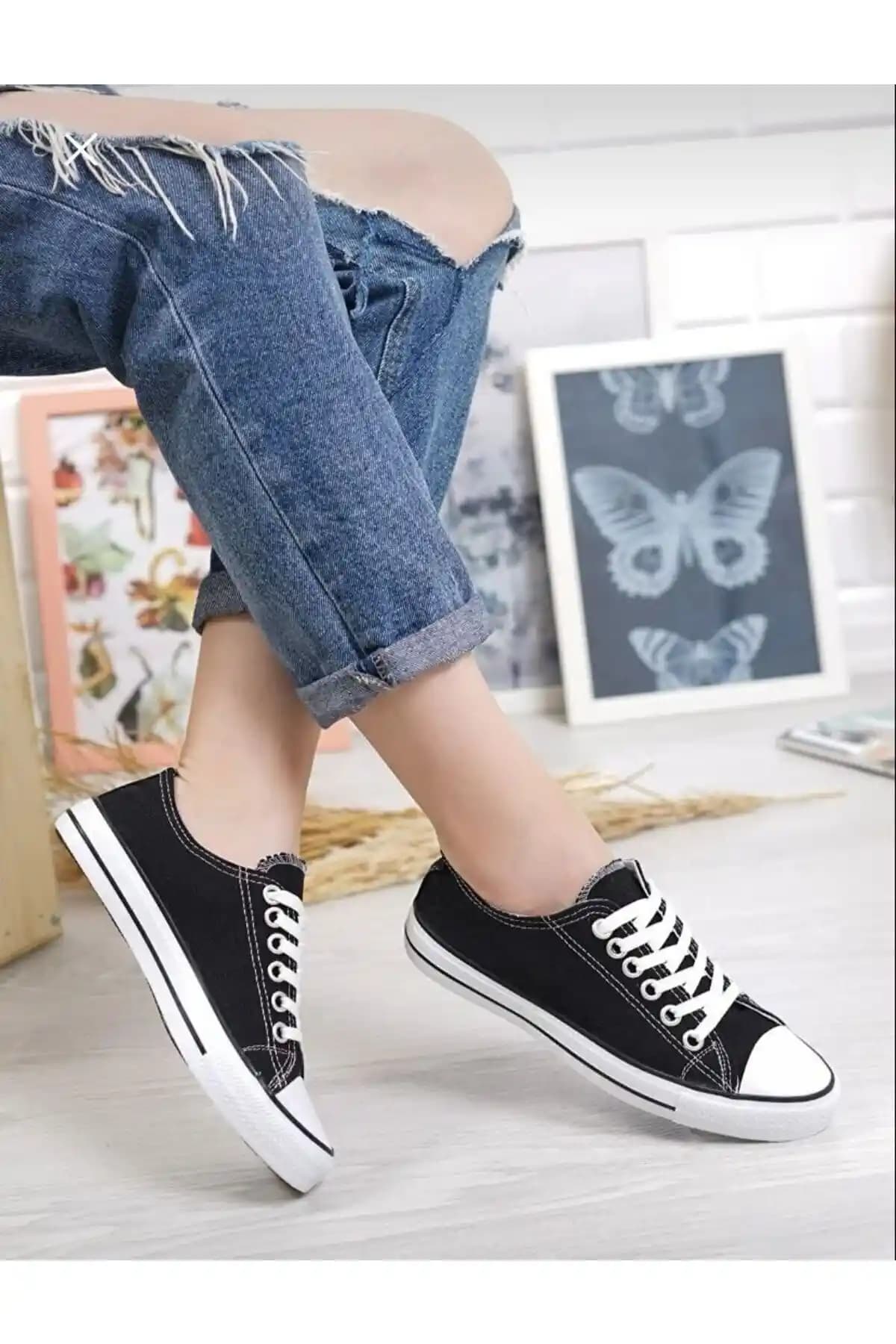 Wemodaa Siyah Unisex Spor Ayakkabısı Günlük ve Spor Kullanımı İçin Uygun