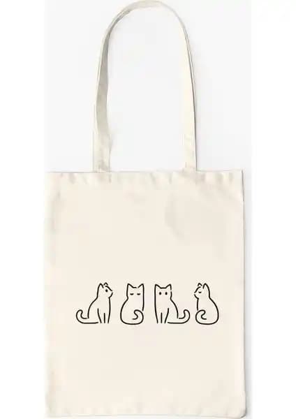 Çınar Minik Kediler Baskılı Ham Bez Çanta Günlük Kullanım ve Sürdürülebilirlik