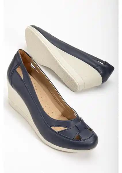 Dilimler Ayakkabı Lacivert Kadın Günlük Şık ve Konforlu Ortopedik Tabanlı Model