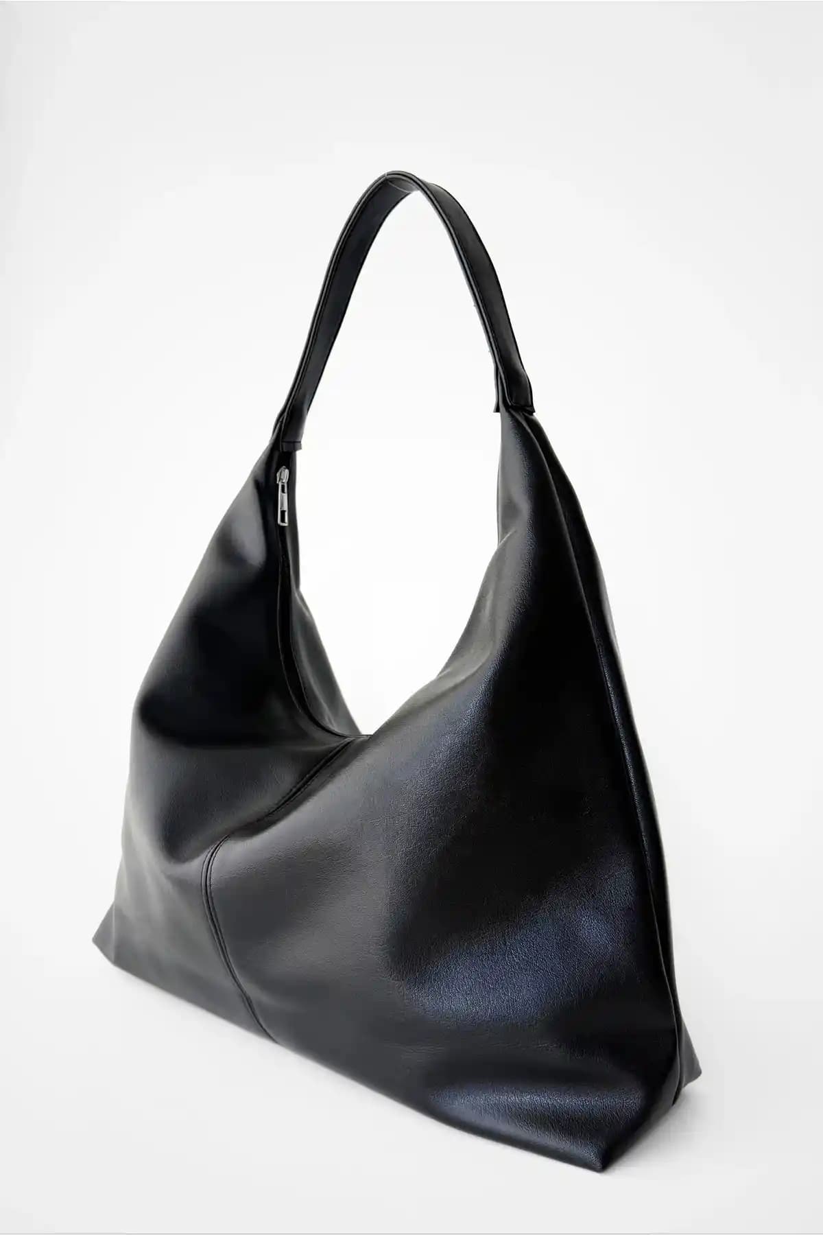 EBROU Siyah Büyük Boy Kadın Omuz ve Tote Çanta Modern ve Şık Tasarım