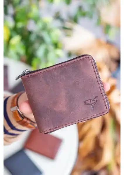 Garbalia Carole Hakiki Deri Unisex Fermuar Kilitli Cüzdan Şıklık ve Dayanıklılık Sunar