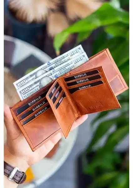 Garbalia Erkek Hakiki Deri RFID Engelleyici Yatay Cüzdanı Günlük Kullanım İçin Uygun