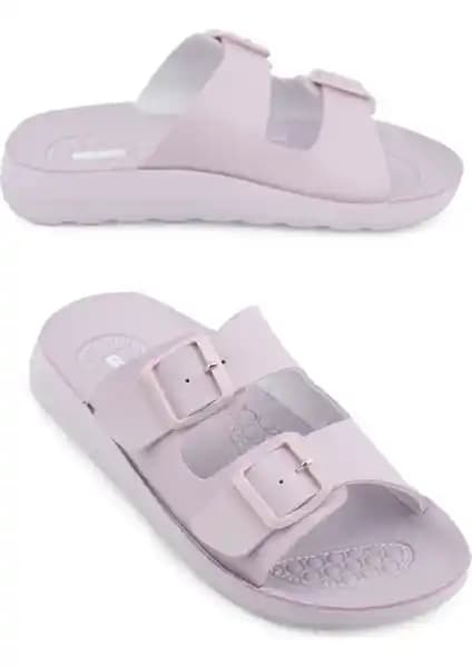 Gezer Yazlık Kadın Rahat Suni Deri Günlük Terlik Çift Toka Ayarlanabilir Modeli